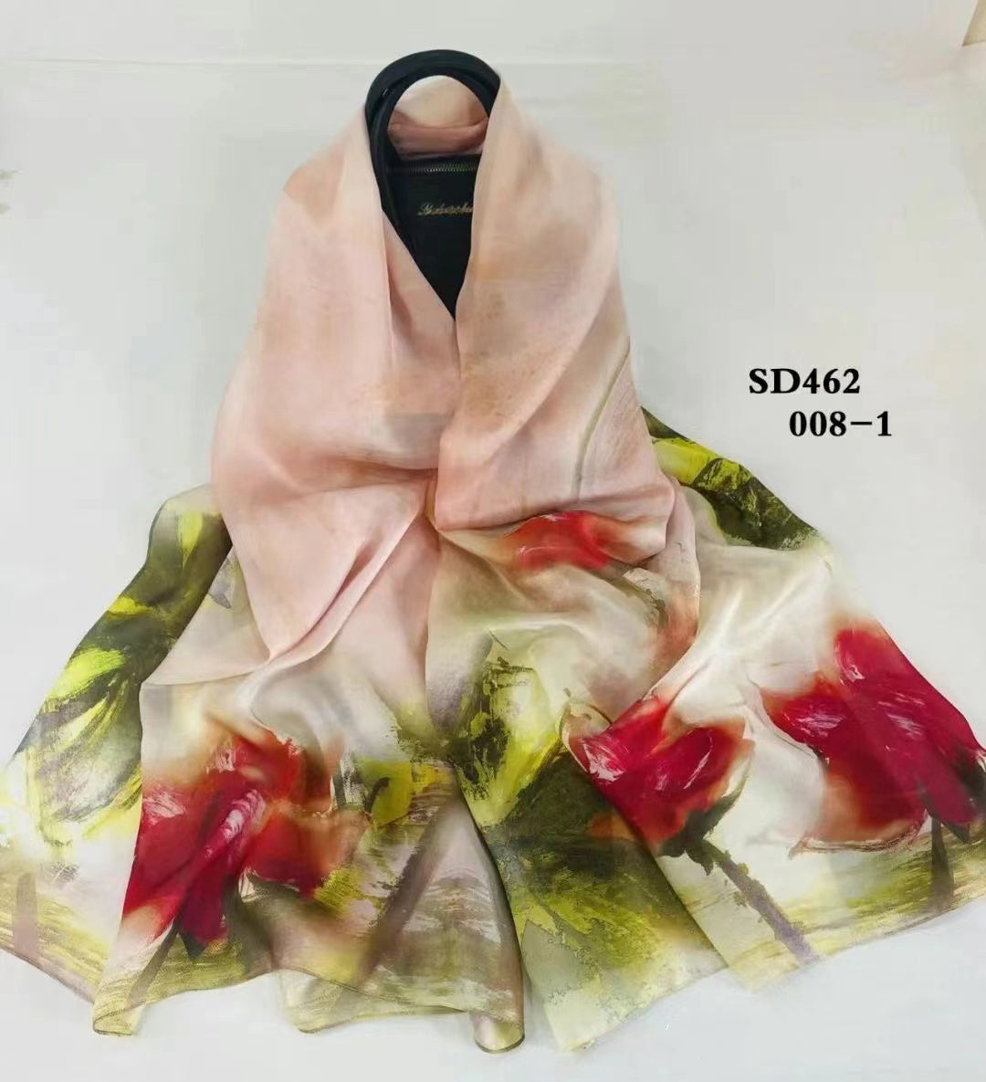 Silk Shawl Long Print Scarf