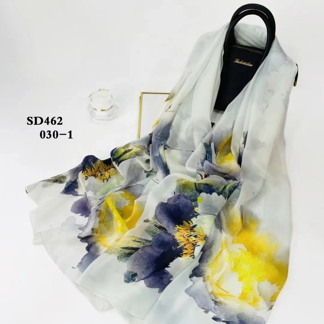 Silk Shawl Long Print Scarf