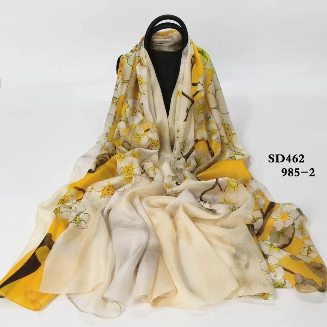 Silk Shawl Long Print Scarf