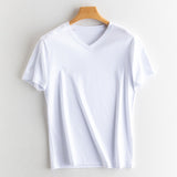 Men's silk + mercerized cotton short-sleeved T-shirt.