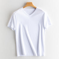 Men's silk + mercerized cotton short-sleeved T-shirt.