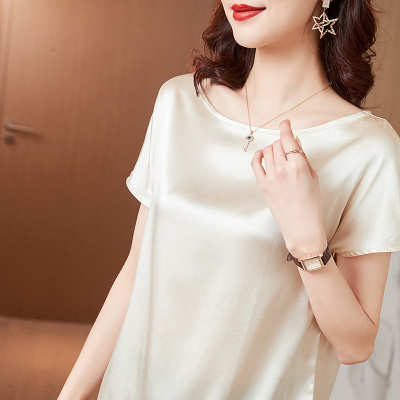 Silk short-sleeved T-shirt