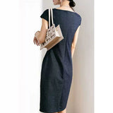 Women's denim knitted dress