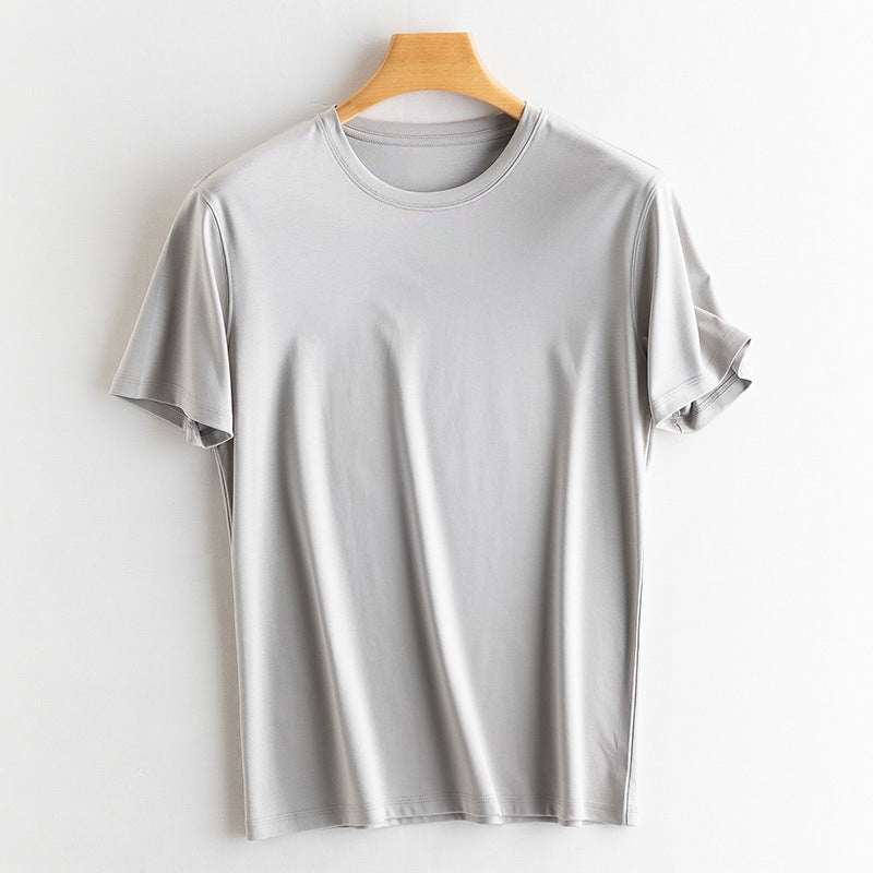 Men's silk + mercerized cotton short-sleeved T-shirt.