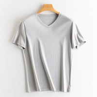 Men's silk + mercerized cotton short-sleeved T-shirt.