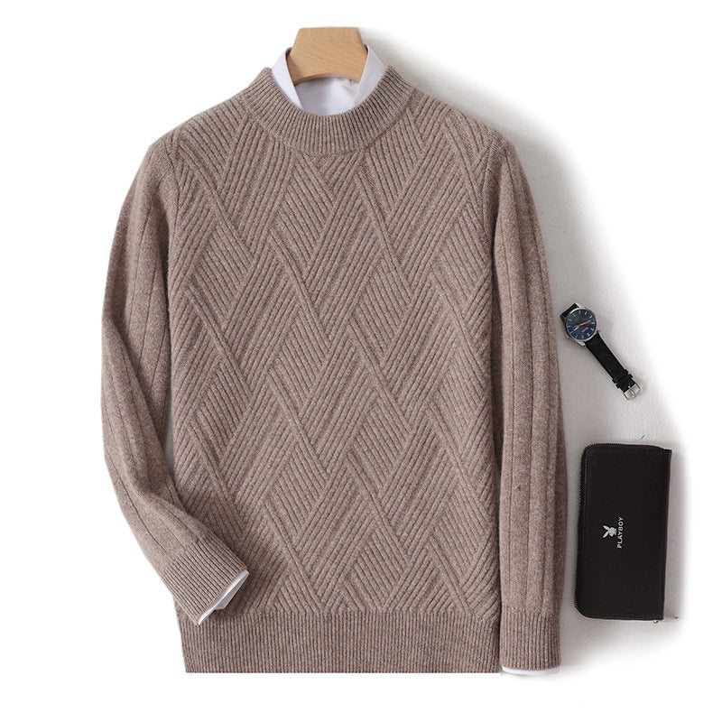 Men's thick half turtleneck wool sweater