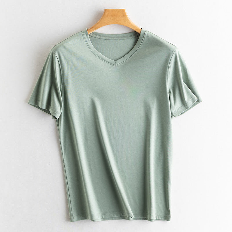 Men's silk + mercerized cotton short-sleeved T-shirt.