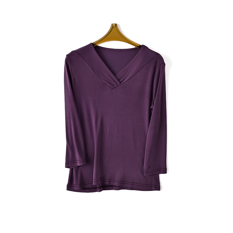 Women's three-quarter sleeve silk T-shirt