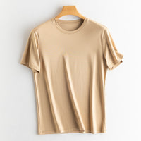 Men's silk + mercerized cotton short-sleeved T-shirt.