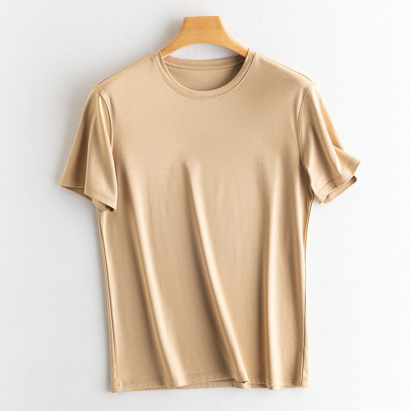 Men's silk + mercerized cotton short-sleeved T-shirt.