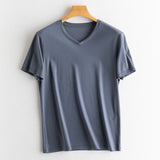 Men's silk + mercerized cotton short-sleeved T-shirt.