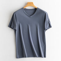 Men's silk + mercerized cotton short-sleeved T-shirt.