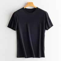 Men's silk + mercerized cotton short-sleeved T-shirt.