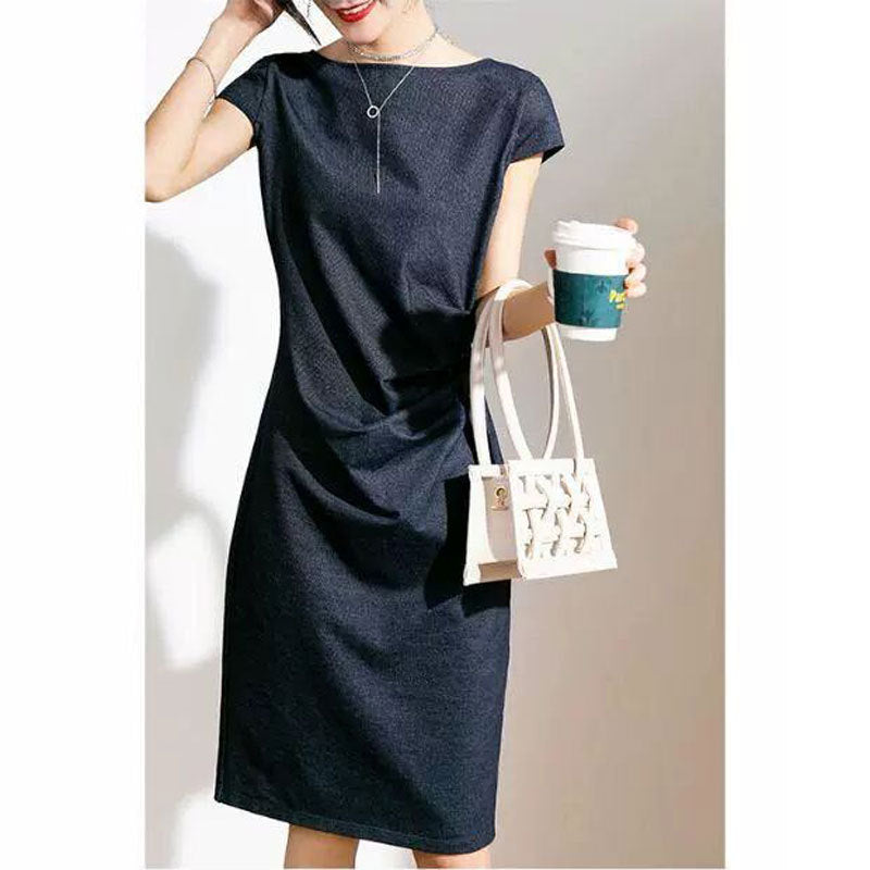 Women's denim knitted dress