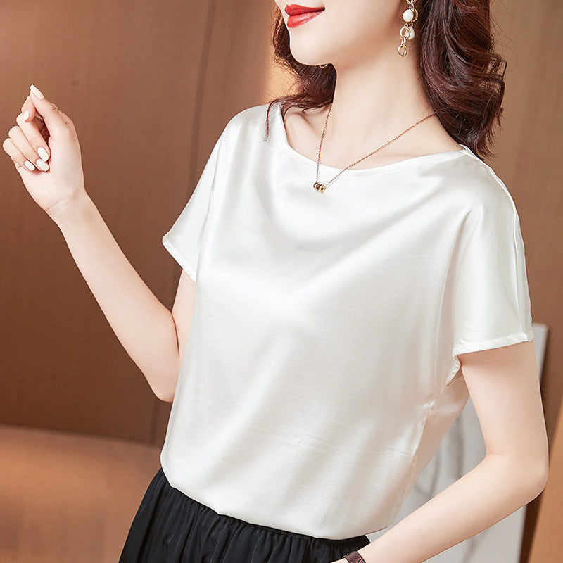 Silk short-sleeved T-shirt