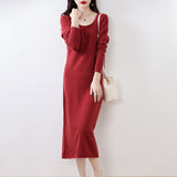 U-Neck Wool Dress