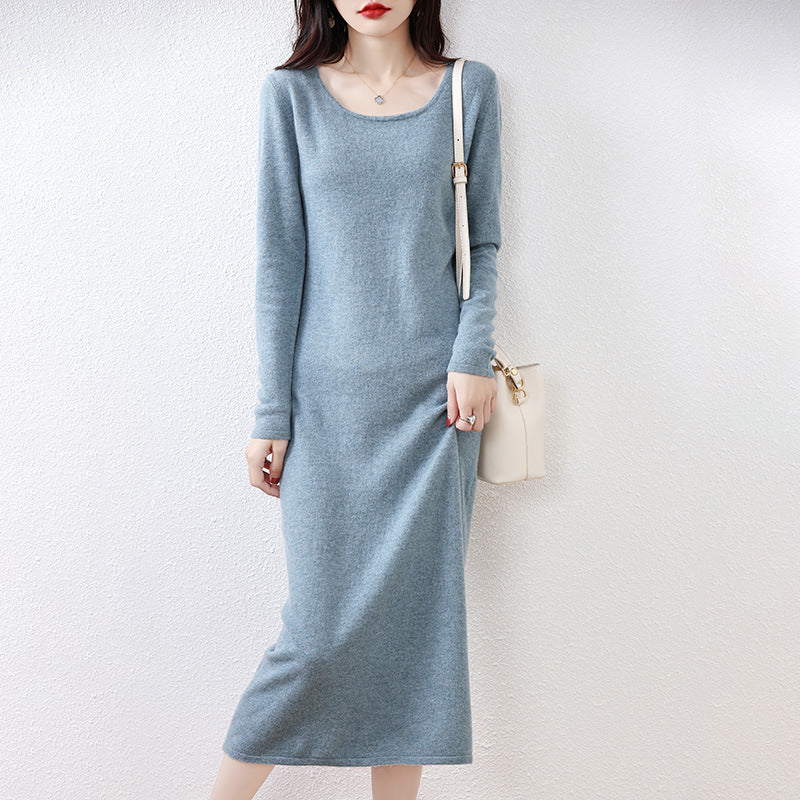 U-Neck Wool Dress