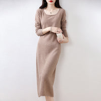 U-Neck Wool Dress