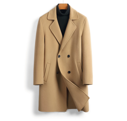 Camel Double-Faced Merino Wool Coat, 100% Australian double-faced Merino wool.