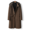 Merino Hooded Overcoat — Umber, 100% Australian double-faced Merino wool.