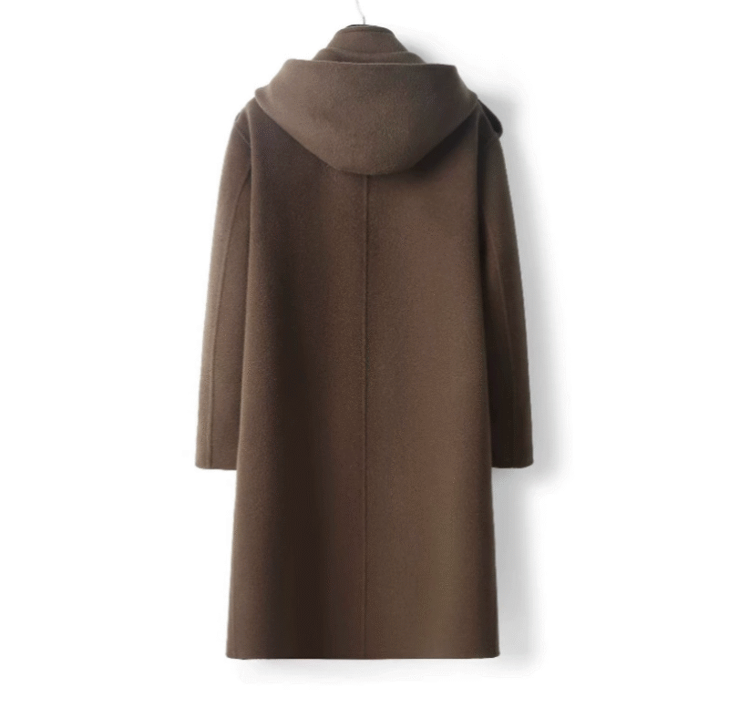 Merino Hooded Overcoat — Umber