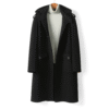 Merino Hooded Overcoat — Black, 100% Australian double-faced Merino wool.