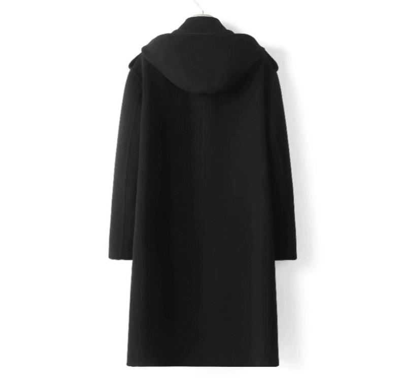 Merino Hooded Overcoat — Black