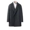 Grey Mid-Length Wool Coat, 100% Australian double-faced Merino wool.