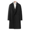 Men’s Black Double-Faced Wool Overcoat, 100% Australian double-faced Merino wool.