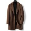 Classic Coffee Wool Overcoat, 100% Australian double-faced Merino wool.