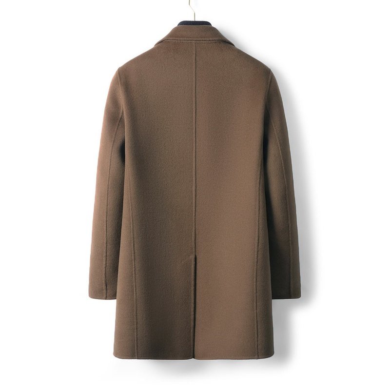 Classic Coffee Wool Overcoat, 100% Australian double-faced Merino wool.