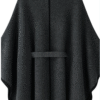 Herringbone Cashmere Cape – Charcoal Gray