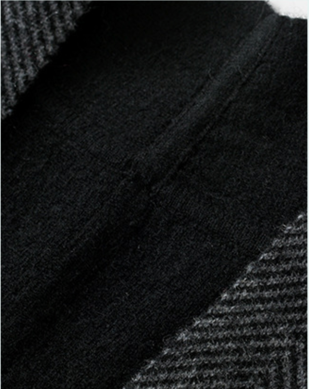 Herringbone Cashmere Cape – Charcoal Gray