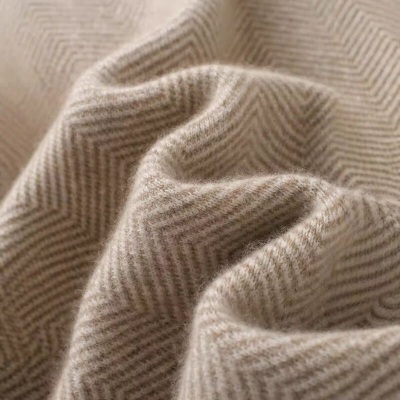 Herringbone Cashmere Cape – Sand Beige