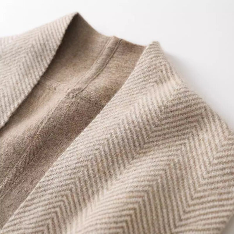 Herringbone Cashmere Cape – Sand Beige