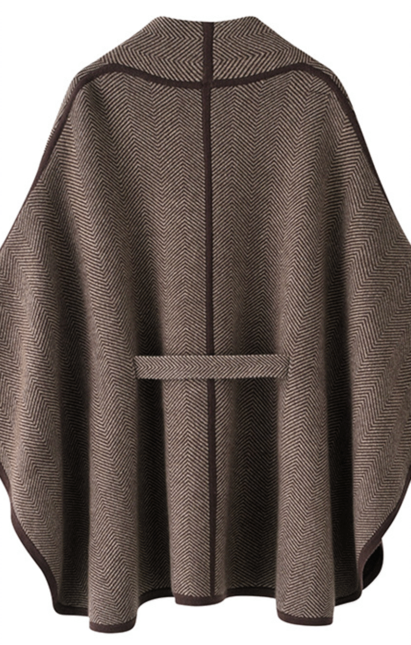 Herringbone Cashmere Cape – Coffee Brown