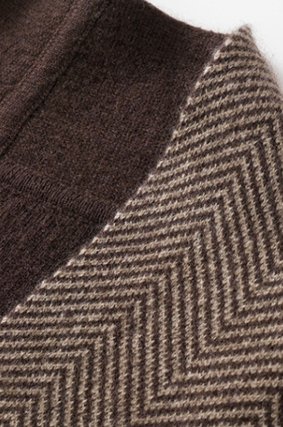 Herringbone Cashmere Cape – Coffee Brown