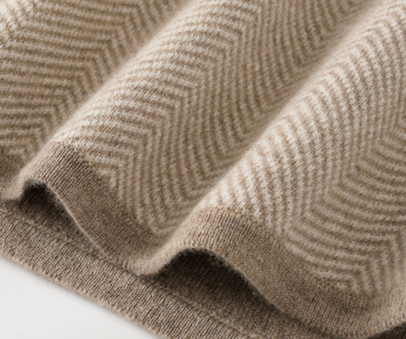 Herringbone Cashmere Cape – Sand Beige