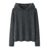 Charcoal Grey Textured Cashmere Hoodie, 100% premium cashmere.