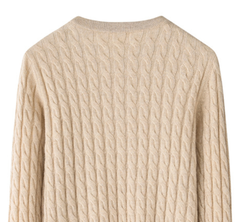 Women’s Light Beige Cable-Knit Cashmere Sweater