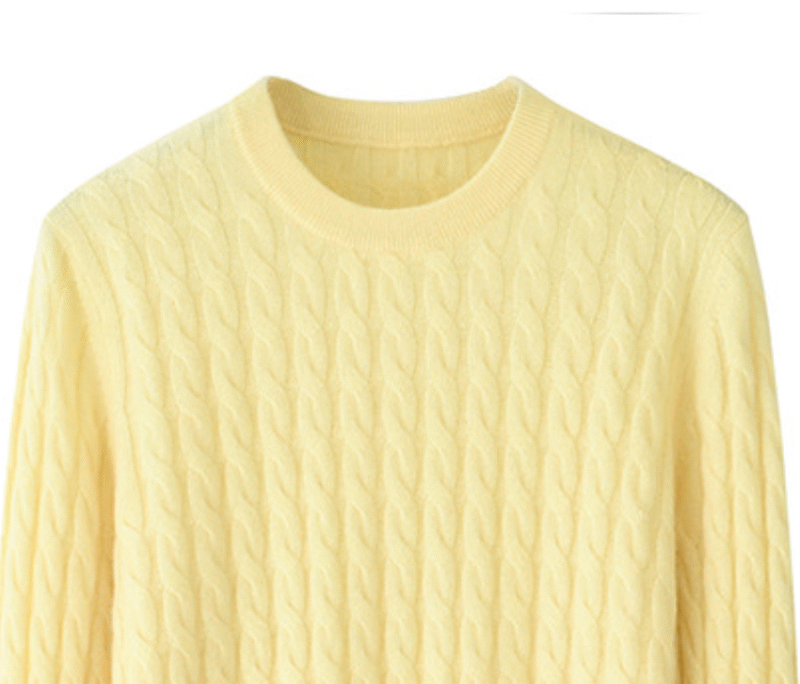 Women’s Yellow Cable-Knit Cashmere Sweater