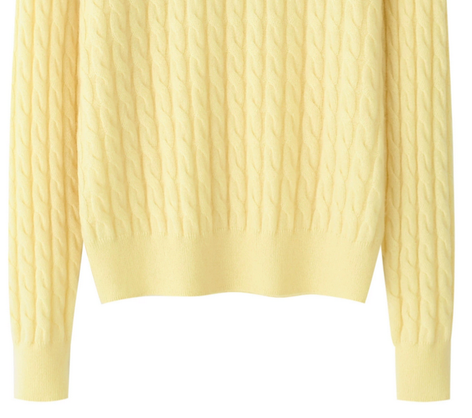 Women’s Yellow Cable-Knit Cashmere Sweater