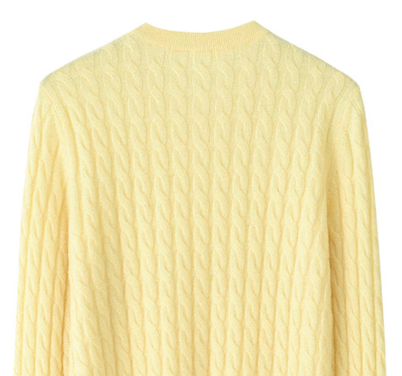 Women’s Yellow Cable-Knit Cashmere Sweater