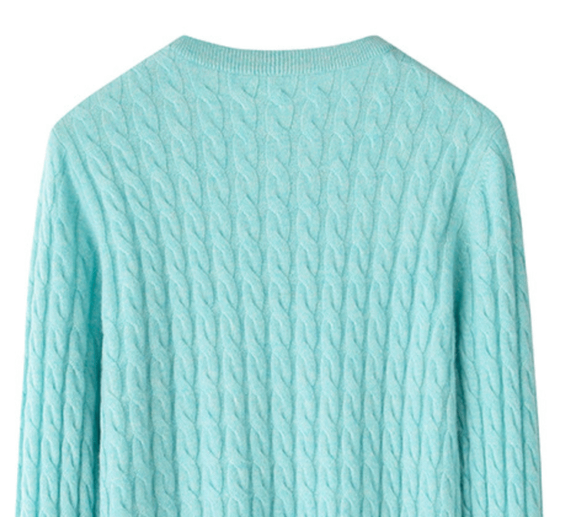 Women’s Glacier Blue Cable-Knit Cashmere Sweater