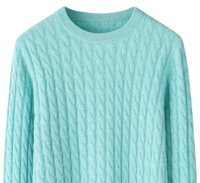Women’s Glacier Blue Cable-Knit Cashmere Sweater