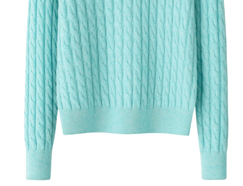 Women’s Glacier Blue Cable-Knit Cashmere Sweater