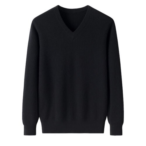 Men’s Black Premium Cashmere V-Neck, 100% premium cashmere