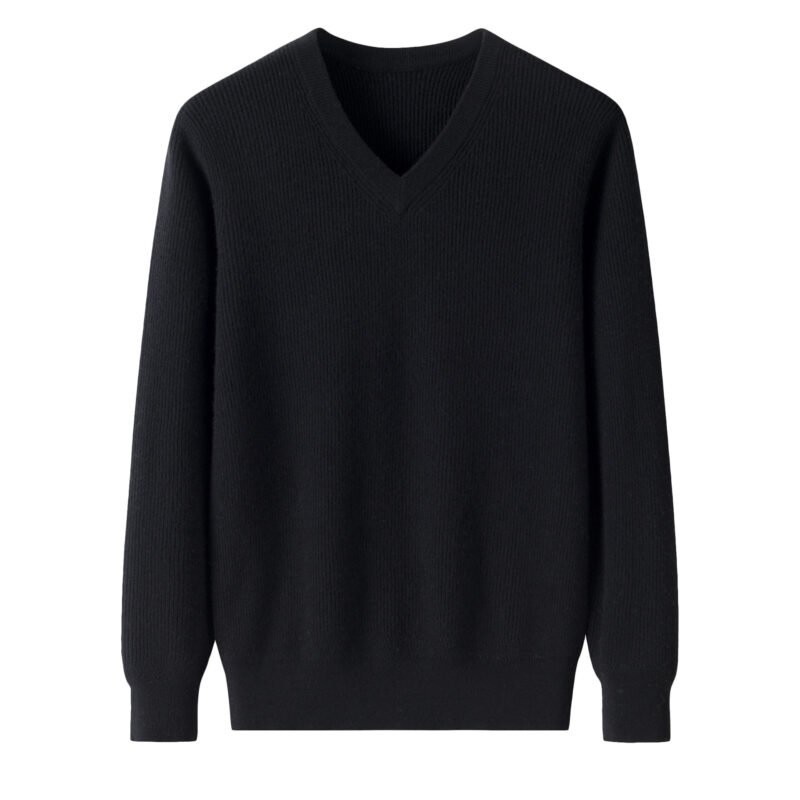 Men’s Black Premium Cashmere V-Neck, 100% premium cashmere