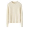 Women’s White Cable-Knit Cashmere Sweater, 100% premium cashmere