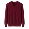 Men’s Burgundy Premium Cashmere V-Neck, 100% premium cashmere